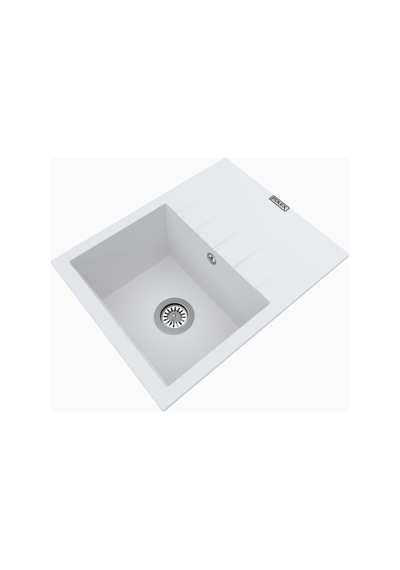 Polex Cristalüx Granit Evye P-S60 Beyaz Tezgah Altı Ve Tezgah Üstü Kare Mutfak Evyesi 60.5x49.5 CM
