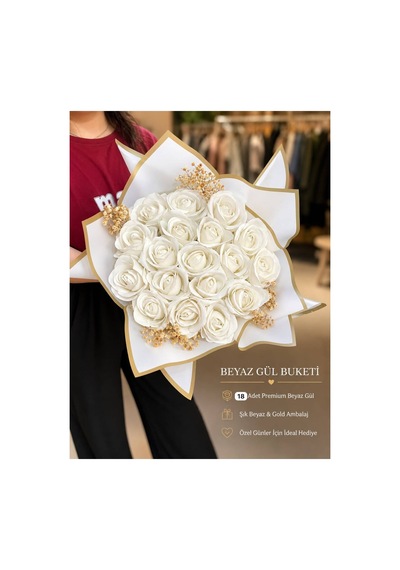 Buket Hediyelik Yapay Beyaz Gül Beyaz - 889511554 Beyaz
