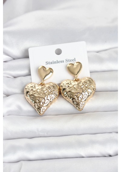 316l Çelik Gold Renk Kalp Model Kadın Küpe 5886 Çok Renkli 97402283
