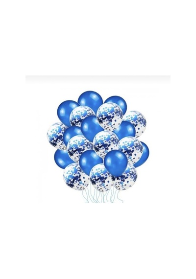 Mavi Konfetili Balon 10 Adet Mavi Şeffaf Balon Mavi Şeffaf Balon