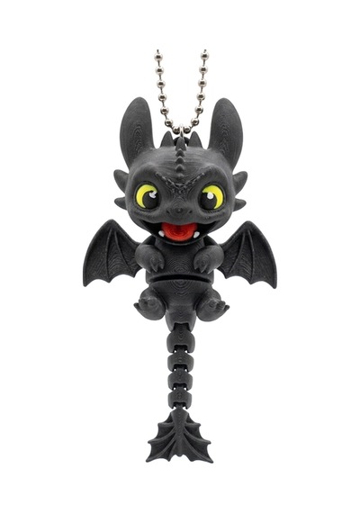 Flexidragon: Hareketli Eklemli Mini Ejderha Anahtarlık Siyah