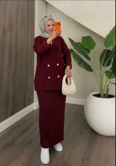 Bomii Etekli Takım Triko Düğmeli Bordo - 936941421 Bordo
