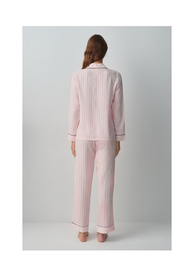 Suwen Emily Gömlek Yaka Pijama Takımı Wsh10510011919 Pembe