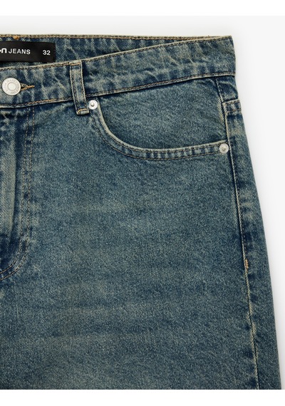 Koton Rahat Kalıp Pamuklu Bermuda Jean Şort Petrol 6sam40229nd