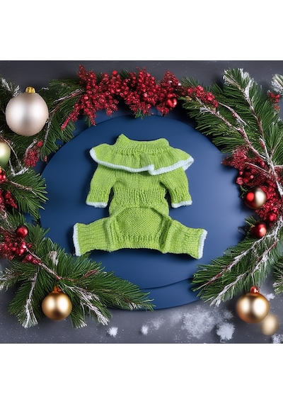 Kedi Ve Köpek İçin Yakası Fırfırlı Fıstık Yeşili Tulum
