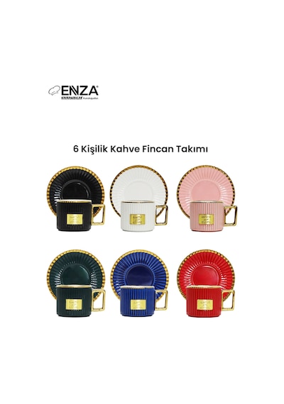 Colorful 6 Lı Porselen Kahve Fincanı Takımı 90 Ml Çok Renkli