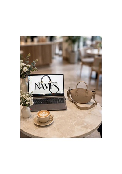 Names Bag Mini Oval Yarım Ay Kol Çantası - Çapraz Askılı Günlük Kadın Çantası - Fermuarlı Mini Omuz Çantası Krem Krem