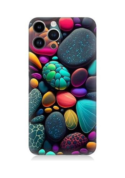 Apple Uyumlu iPhone 13 Pro Max Artx Kırmızı Doğa Taşlar Desenli Silikon Kılıf