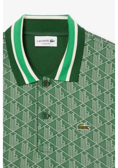 Lacoste Classic Fit Monogram Polo T-shirt Erkek Polo Yaka Tişört Yeşil Yeşil