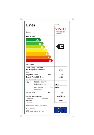 Vestel ST4202 C 42000 BTU Salon Tipi Klima