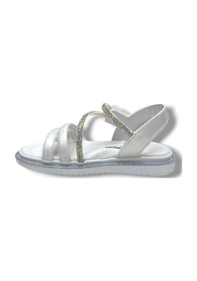 Arzen Bebe 221-26 Anatomik Taşlı Cırtlı Kız Çocuk Sandalet 31-36 Beyaz