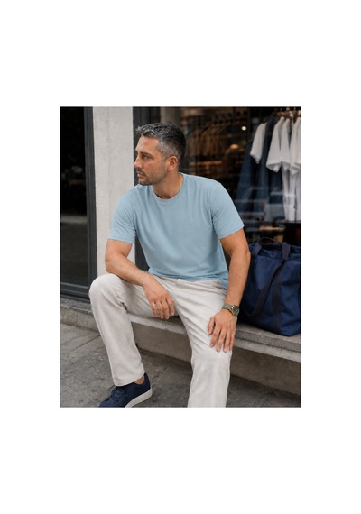 Modi Green Unisex Regular Fit Süprem Sıfır Yaka Kısa Kollu Tişört - Bebek Mavisi