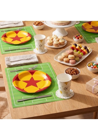 Play Sarı Kırmızı Kağıt Tabak 26 Cm 12'li Paket Beyaz