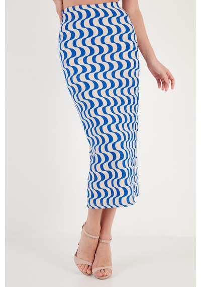 Lela Slim Fit Ip Askılı Yırtmaçlı Bayan Takım 5865278 Saks-Beyaz