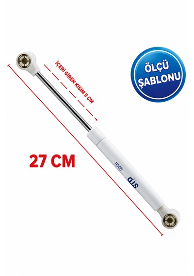 2 Adet Dolap Kapak Gazlı Amortisörü Pistonu Mobilya Kapak Hidroliği 27 Cm 100n Gümüş