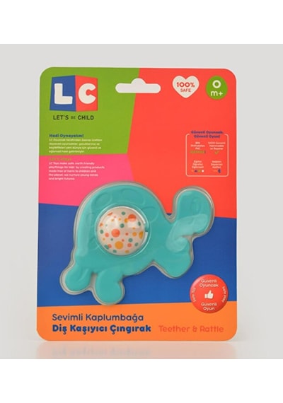 30862-lc Kanz Sevimli Kaplumbağa Diş Kaşıyıcı Çıngırak Turuncu - Mavi