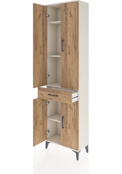 Arges Dolap 4 Raflı Tek Çekmeceli 4 Kapaklı 60x30x221 Aytaşı-çam Aytaşı