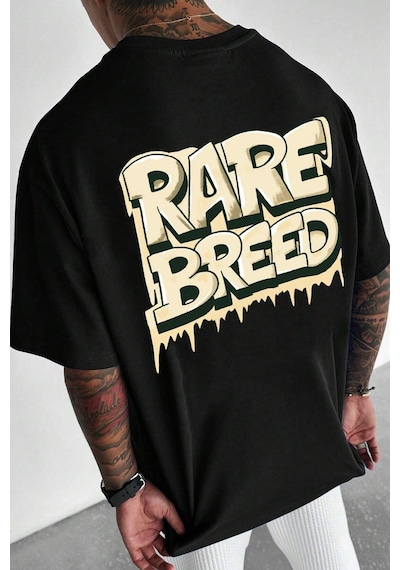 Unisex Rare Breed Baskılı Tasarım Tshirt Siyah