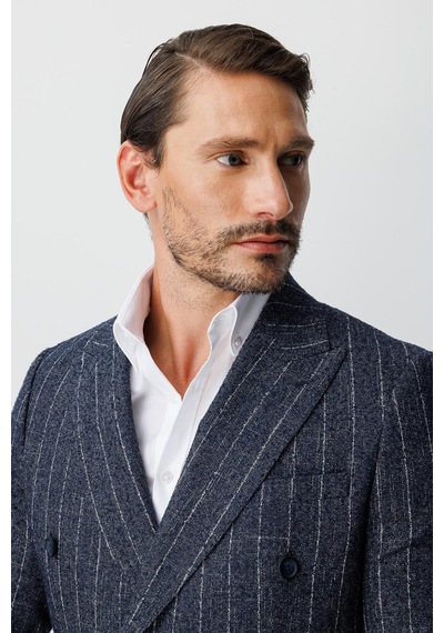 İgs Erkek Lacivert Slim Fit / Dar Kalıp Geniş Kırlangıç Ceket-20006