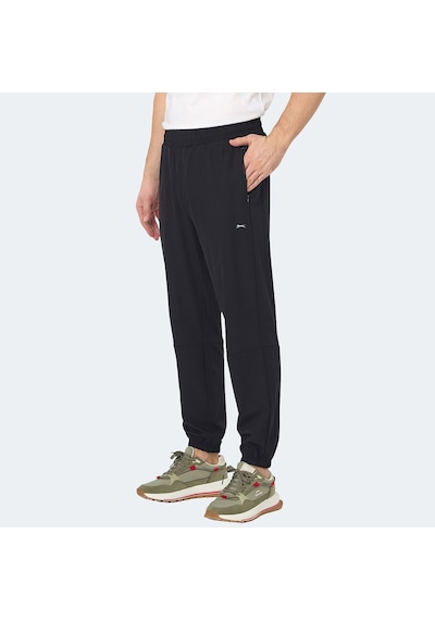 Slazenger RUSLAN Erkek Fermuar Cepli Dar Paça Siyah Eşofman Altı