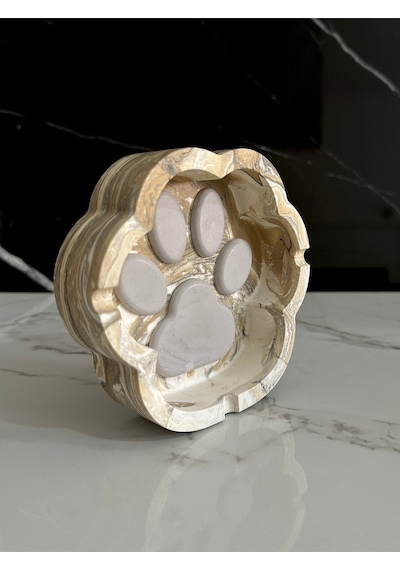 Beton Patili Küllük El Yapımı Kedi Köpek Tasarımlı Dekoratif Yıkanabilir Kül Tablası