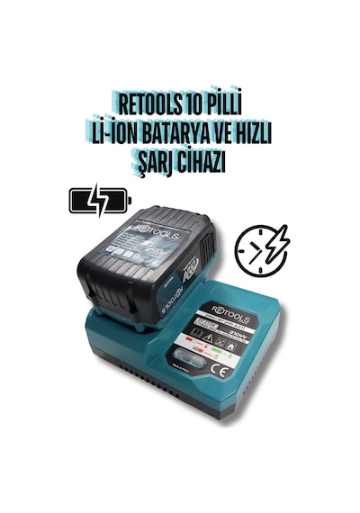 Ultra Hızlı Şarj Cihazı Mavi Ve 10 Pilli Li-ion Batarya 21v/3.0ah