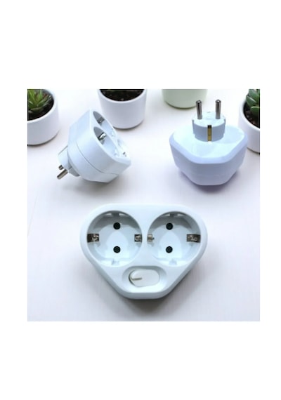 Tek-iş Ikili Fiş Priz Çoklayıcı Anahtarlı Topraklı, Beyaz 2 Li Golyat Çocuk Koruma Kilitli Golyat