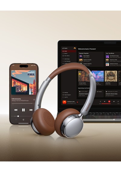 Ugreen Studio Plus Aktif Gürültü Engelleyici Kablosuz Kulak Üstü Kulaklık, 80 Saat, Gümüş Bej, 75629