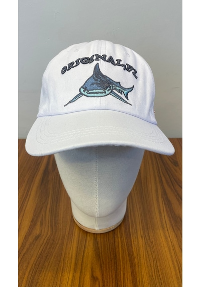 Shark Nakışlı Vintage Eskitme Pamuklu Beyzbol Cap Şapka Beyaz