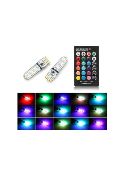 Zhltech Kumandalı Rgb Led T10 Park Ampulu 2 Adet Set