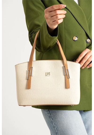Just Polo Justpolo Kadın Orijinal Lacoste 3 Bölmeli İki Askılı Omuz Ve Çapraz Çantası Krem - Taba