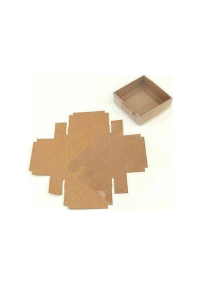 75 Adet 8x8x3 Cm Asetat Kapaklı Kraft Kutu Düğün Nişan Kına Hediyelik Kutu Kraft 8 X 8 X 3