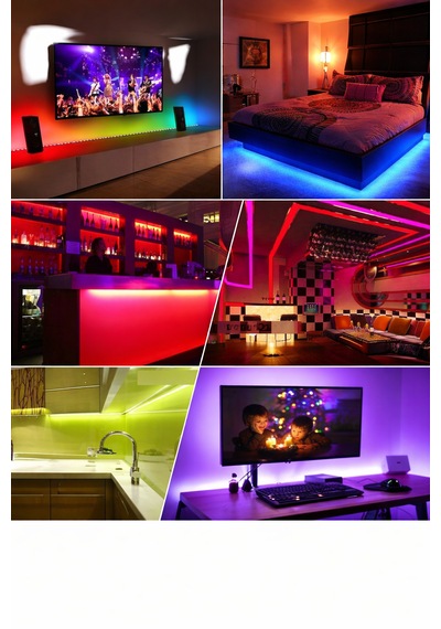 Tv Arkası Bluetooth Rgb Led Şerit Müzik Senkronlu Uygulama Kontrollü Usb Led Aydınlatma 5 Metre Çok Renkli