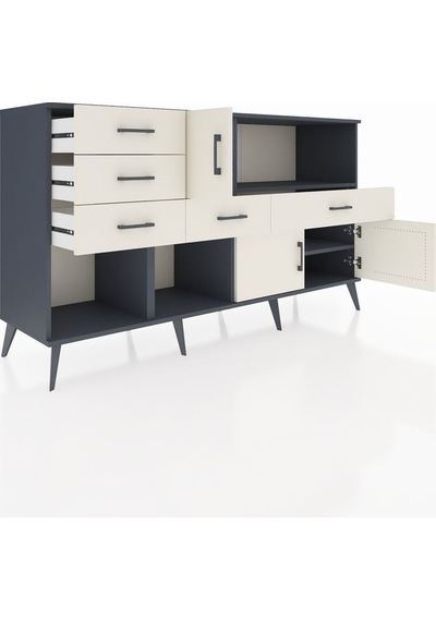Kronos Konsol 2 Raflı 5 Çekmeceli 3 Kapaklı 176x59x99 Antrasit-ay Antrasit-aytaşı Kronos Konsol 2 Raflı 5 Çekmeceli 3 Kapaklı 176x59x99 Antrasit-ay Antrasit-aytaşı