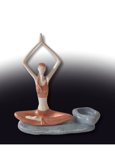 Yogacı Kız Polyester Çubuk Tütsülük Ve Tealight Mumluk Bakır 0