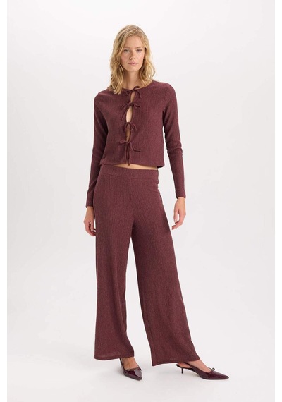DeFacto Wide Leg Geniş Bol Paça Esnek Belli Basic Düz Bürümcük Pantolon D6300AX24AUBR115