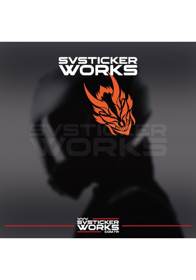 Dragon Ejder Kask Sticker Tüm Kasklar Uyumlu Tek Yön 1 Adet Turuncu