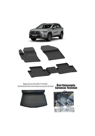 Sahler Corolla Cross 2022+ Uyumlu 4.5d Premium Havuzlu Oto Paspas Ve Liner Marka 3d Bagaj Havuzu - C