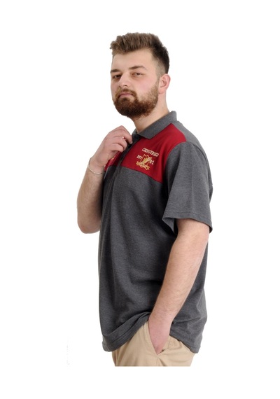 Mode Xl Büyük Beden Erkek T-Shirt Polo Chngyrmd 23328 Antramelanj 001