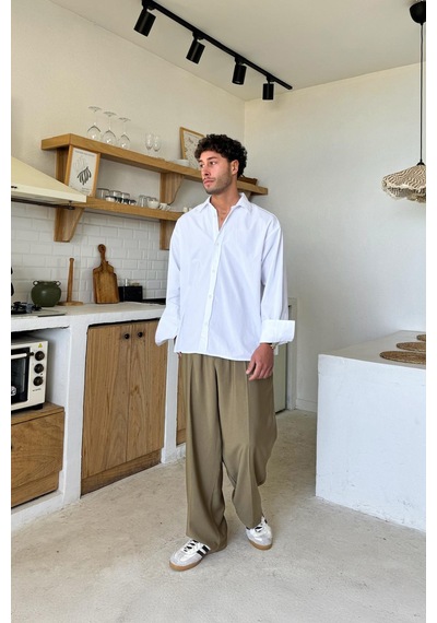 Flaw Rahat Kesim Bel Lastikli Baggy Pantolon Haki Haki