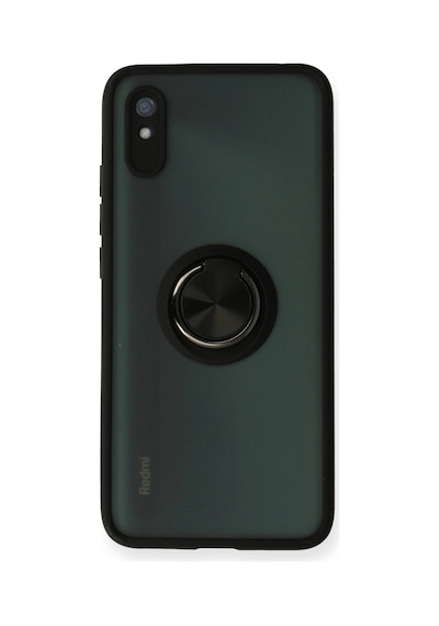 Redmi 9a Kılıf Montreal Yüzüklü Silikon Kapak - Siyah İtdark29684