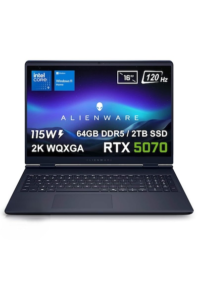 Dell Alienware 16 Aurora i9-270H AC16250-C932157WV3 RTX5070 64 GB 2 TB SSD 16" W11H Dizüstü Bilgisayar