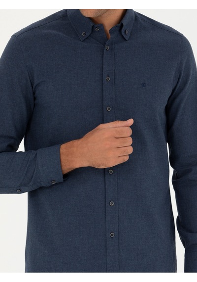 Cacharel Lacivert Slim Fit Uzun Kollu Gömlek