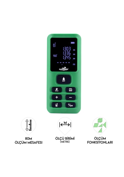 Dawreek Mesafe Ölçer E40 Green 80 Metre Dijital El Tipi Mesafe Ölçüm Cihazı