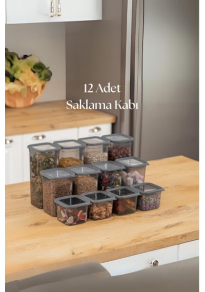 12'li 3 Boy Kavanoz Seti & Saklama Kabı & Erzak Kabı 6x650/1300/1900 Ml 40 Lı Etiket Hediyeli Diğer
