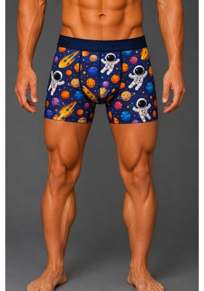 Brem Handsome Astronot Desenli Erkek Boxer Çok Renkli