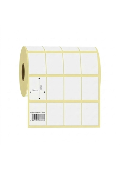 Şeylişeyler - Termal Etiket 40x20mm 4000 Sarım Yanyana 4'lü Barkod Yazıcı Uyumlu 5 Rulo