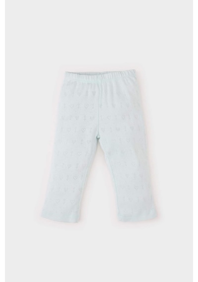 DeFacto Kız Bebek Pijama Takımı Ribana Uzun Kollu Üst Beli Lastikli Uzun Alt E0766A525SPBE61 Mavi