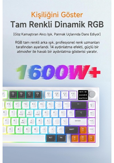 Üçlü Mod Membran Gaming Klavye,%75 Düzen, 4000mah Batarya, Rgb 14 Efekt, Tft Ekran, Type-c, Bluetooth 2.4g, Su Geçirmez, Win Uyumlu, Multimedya Düğmeli Ajazz Af82 Turuncu Beyaz - Af82 Üçlü Mod Membran Gaming Klavye,%75 Düzen, 4000mah Batarya, Rgb 14 Efekt, Tft Ekran, Type-c, Bluetooth 2.4g, Su Geçirmez, Win Uyumlu, Multimedya Düğmeli Ajazz Af82 Turuncu Beyaz - Af82