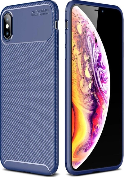 Apple Uyumlu   iPhone Xs Max Kılıf Auto Focus Karbon Kapak - Lacivert
